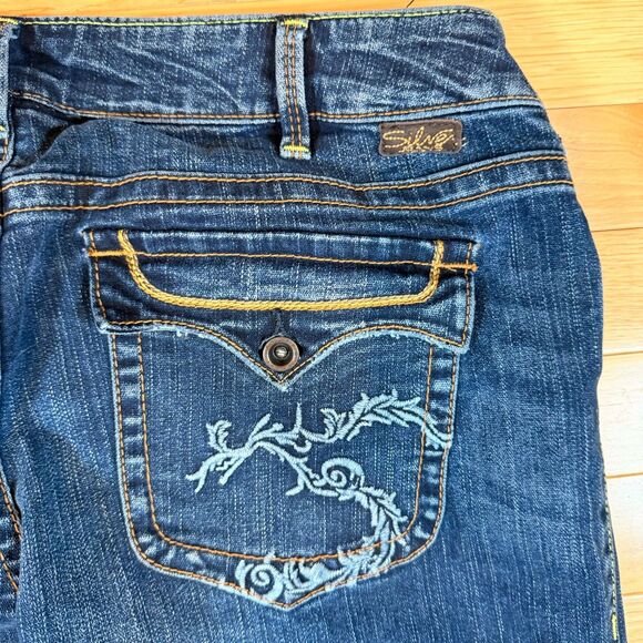 VTG Y2K Silver Jeans Belle Star Flare Low Rise Denim Jeans 31/33 Western Glove - Picture 3 of 12